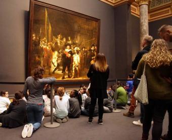 The full size painting and visitors