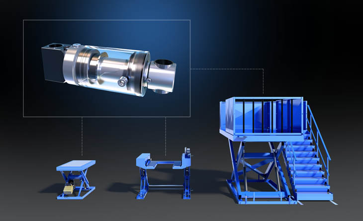 The new cylinder paired with versatile lifting tables.